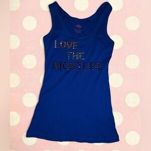 Victoria's Secret Royal Blue Ribbed Tank with Pink Logo